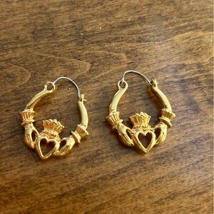 New Claddagh Hoops Earrings with Stainless Steel Hoops